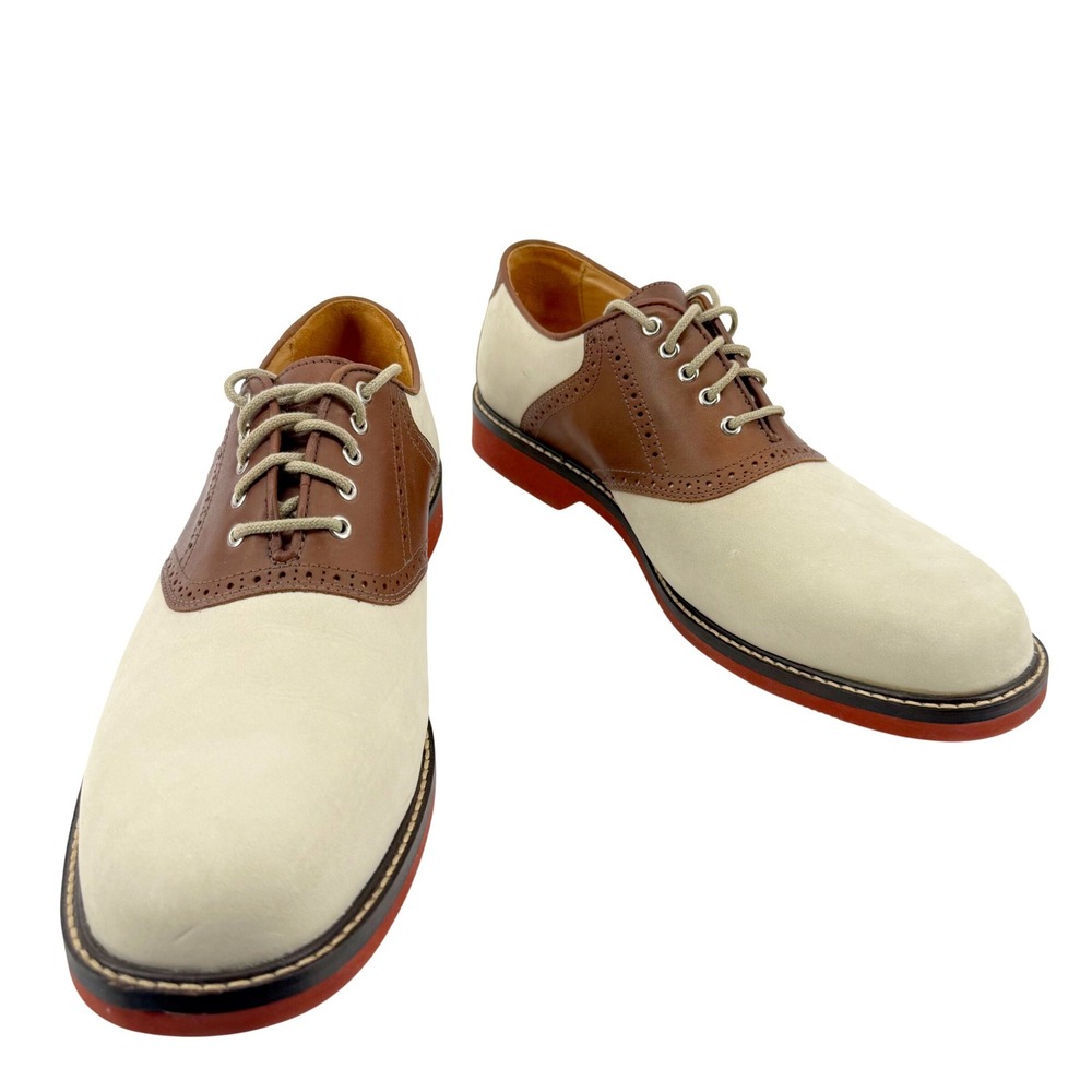 Johnston & Murphy Spectator Saddle Oxford Mens 11.5M Beige Brown Nubuck Leather